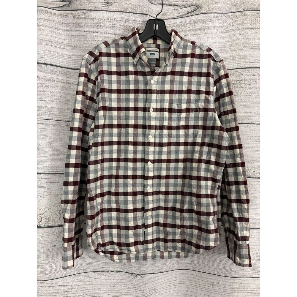 Mens Old Navy Slim Fit Plaid Button-Down Shirt Size M